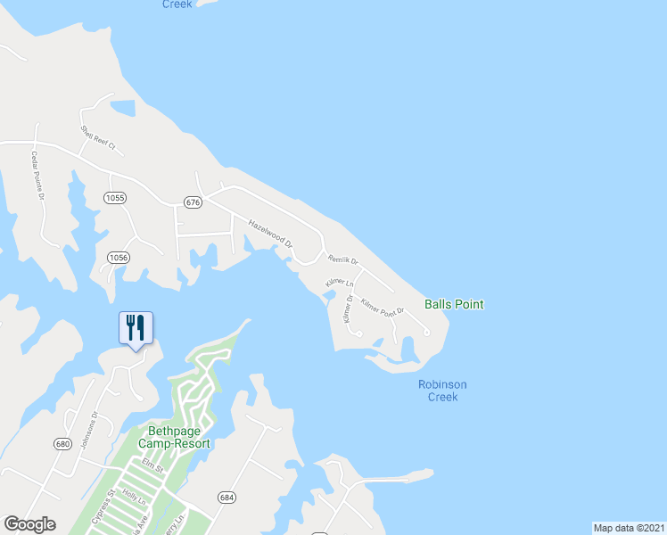 map of restaurants, bars, coffee shops, grocery stores, and more near 42 Kilmer Lane in Urbanna