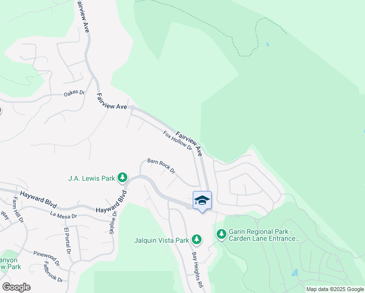map of restaurants, bars, coffee shops, grocery stores, and more near 28425 Fox Hollow Drive in Hayward