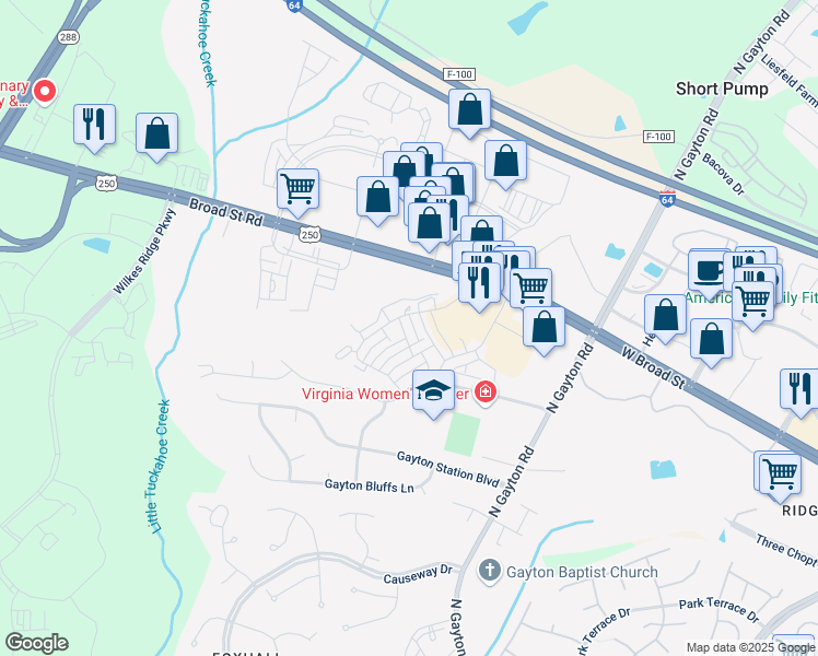 map of restaurants, bars, coffee shops, grocery stores, and more near 351 Becklow Avenue in Henrico County