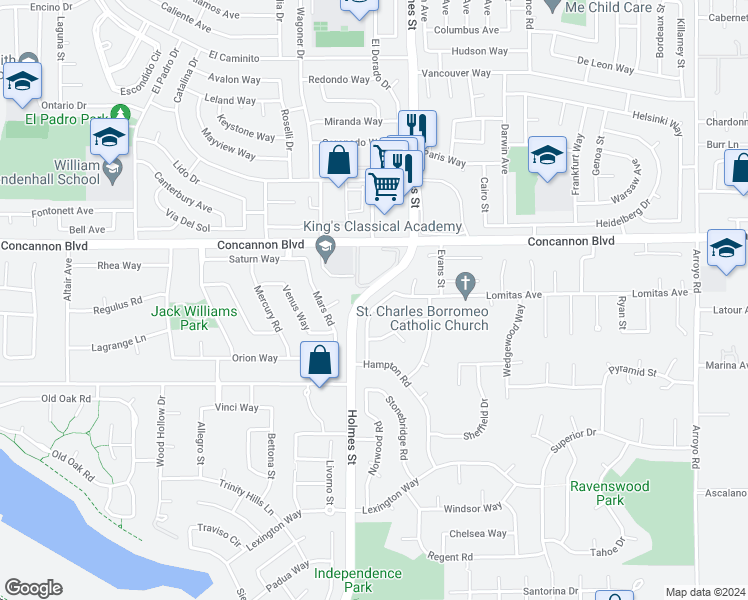 map of restaurants, bars, coffee shops, grocery stores, and more near 1110 Lomitas Avenue in Livermore