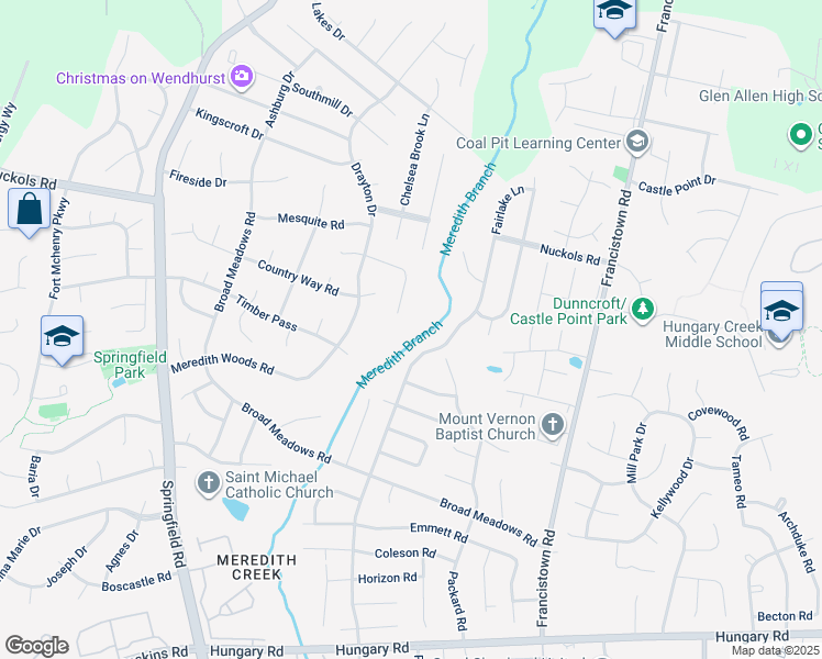 map of restaurants, bars, coffee shops, grocery stores, and more near 5004 Ashborne Road in Glen Allen