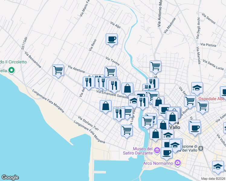map of restaurants, bars, coffee shops, grocery stores, and more near 1F Via Pietro Mascagni in Mazara del Vallo
