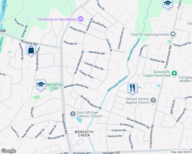 map of restaurants, bars, coffee shops, grocery stores, and more near 9508 Timber Pass in Glen Allen
