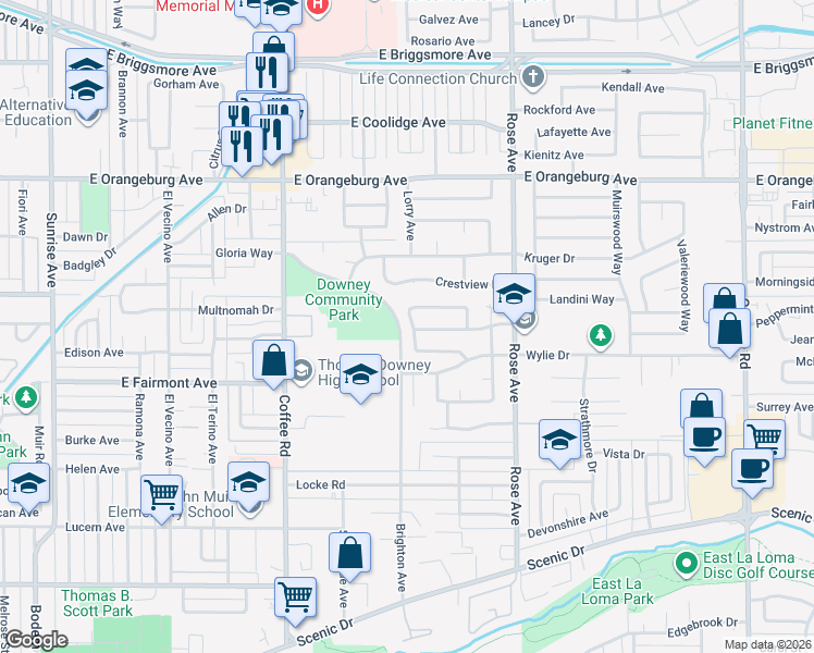 map of restaurants, bars, coffee shops, grocery stores, and more near 1134 Lavender Lane in Modesto