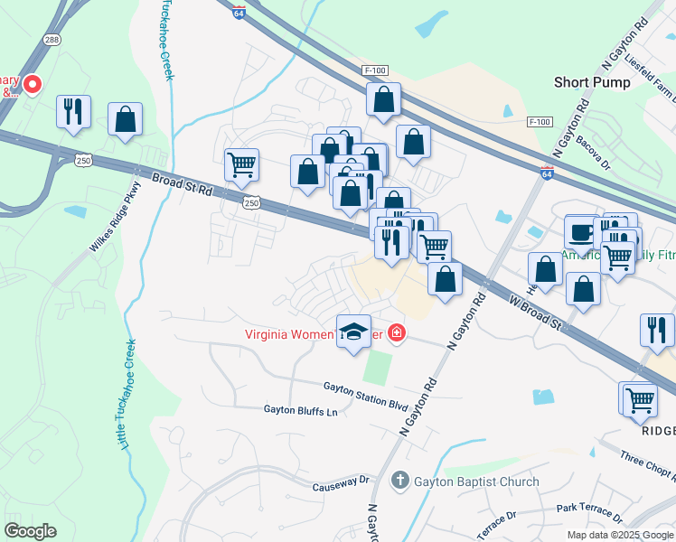 map of restaurants, bars, coffee shops, grocery stores, and more near 351 Becklow Avenue in Henrico County