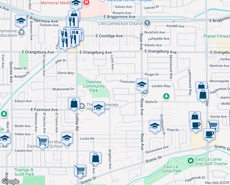 map of restaurants, bars, coffee shops, grocery stores, and more near 1134 Lavender Lane in Modesto