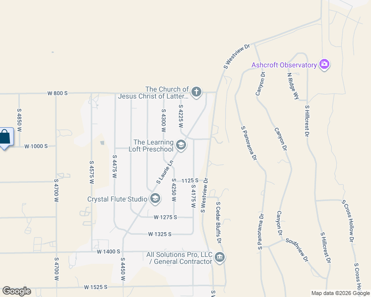 map of restaurants, bars, coffee shops, grocery stores, and more near 1024 South 4175 West in Cedar City