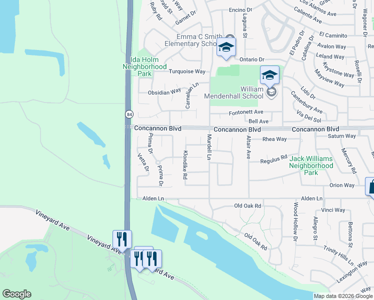 map of restaurants, bars, coffee shops, grocery stores, and more near 322 Acorn Place in Livermore