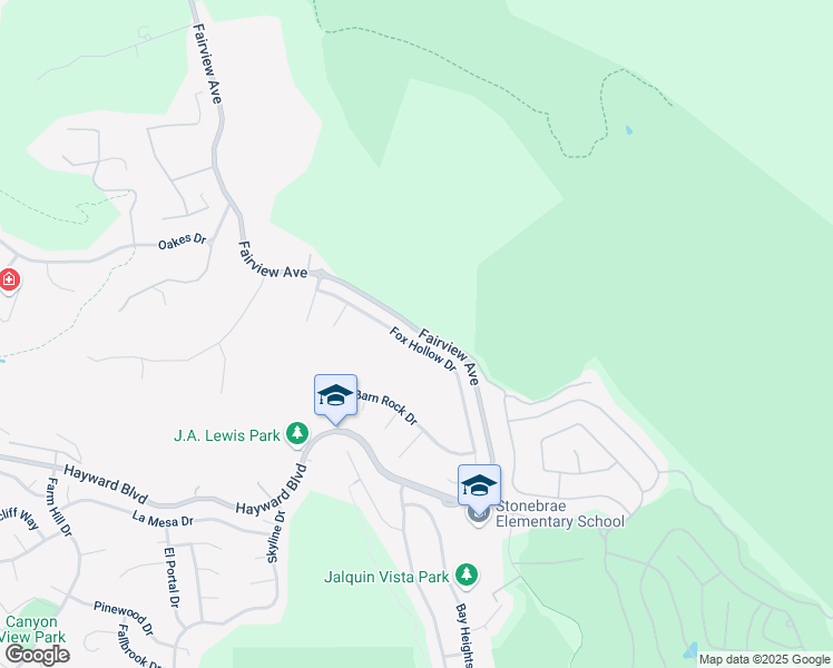 map of restaurants, bars, coffee shops, grocery stores, and more near 28378 Fox Hollow Drive in Hayward
