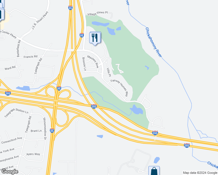 map of restaurants, bars, coffee shops, grocery stores, and more near 588 Virginia Center Parkway in Glen Allen