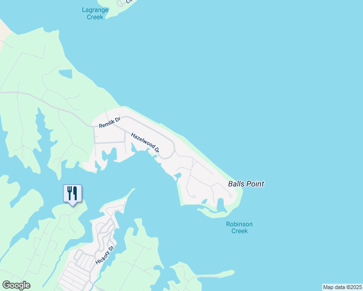 map of restaurants, bars, coffee shops, grocery stores, and more near 2219 Remlik Drive in Urbanna
