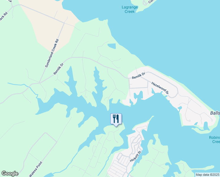 map of restaurants, bars, coffee shops, grocery stores, and more near 34 Waterford Court in Urbanna