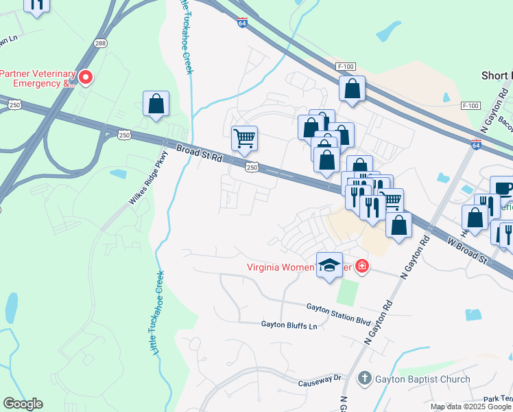 map of restaurants, bars, coffee shops, grocery stores, and more near 508 Chapman Grove Drive in Henrico