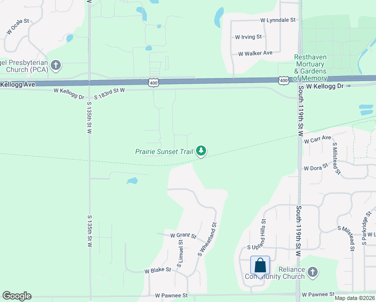 map of restaurants, bars, coffee shops, grocery stores, and more near 2105 South Wheatland Street in Wichita