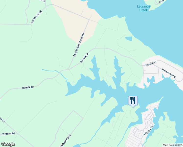 map of restaurants, bars, coffee shops, grocery stores, and more near 59 Bayberry Pointe in Urbanna