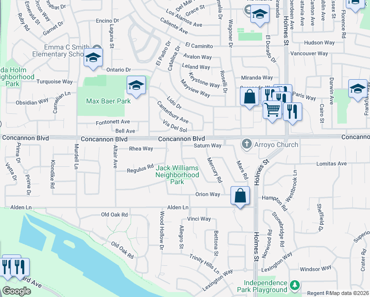 map of restaurants, bars, coffee shops, grocery stores, and more near 1926 Neptune Road in Livermore
