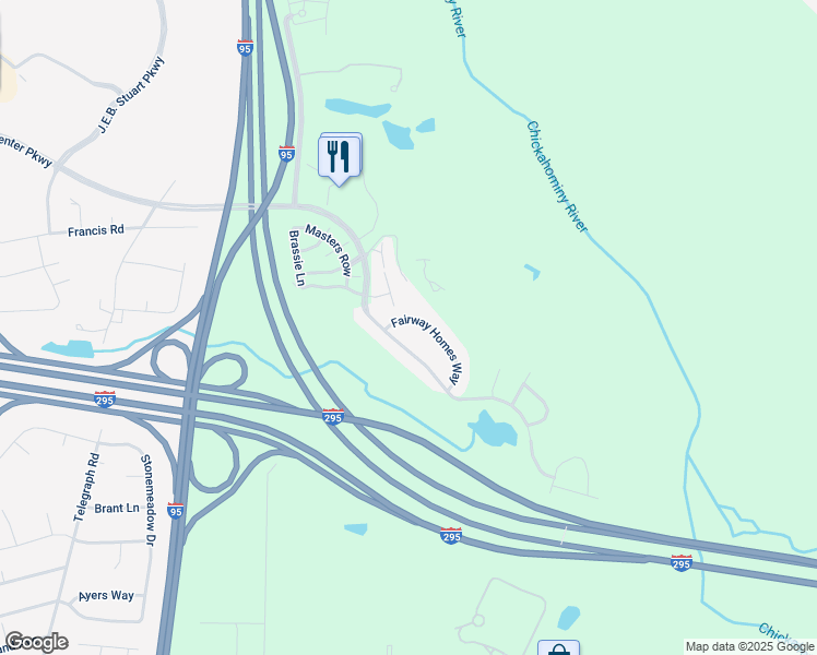 map of restaurants, bars, coffee shops, grocery stores, and more near 2819 Fairway Homes Way in Glen Allen