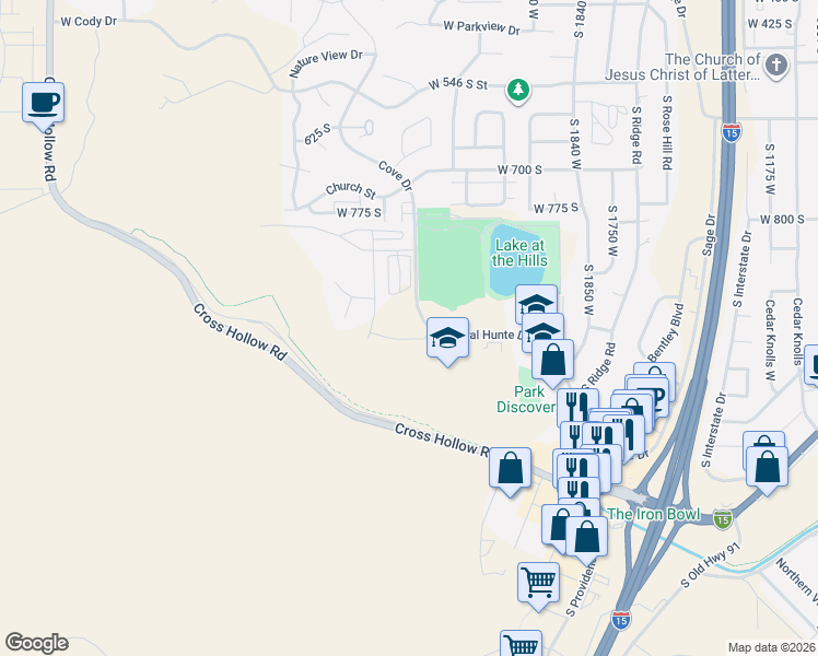 map of restaurants, bars, coffee shops, grocery stores, and more near 1951-2277 Royal Hunte Dr in Cedar City