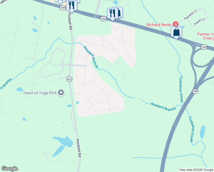 map of restaurants, bars, coffee shops, grocery stores, and more near 12111 Branch Overlook Circle in Manakin-Sabot