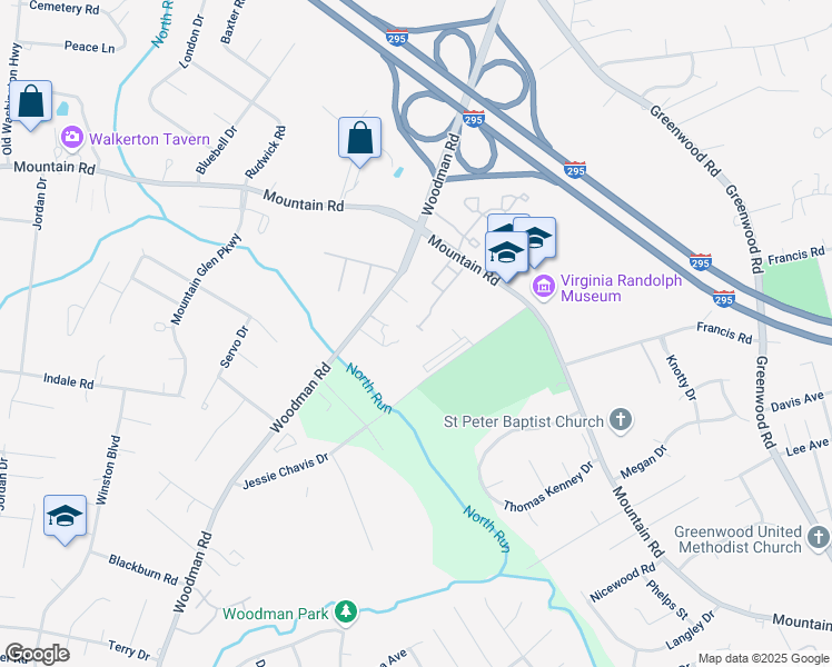 map of restaurants, bars, coffee shops, grocery stores, and more near 10505 Mountain Gate Way in Glen Allen