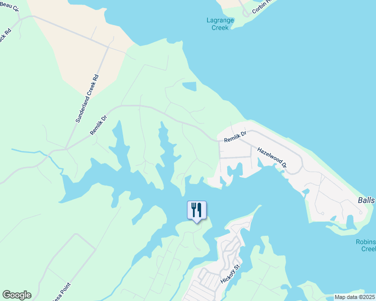 map of restaurants, bars, coffee shops, grocery stores, and more near 158 Waterford Drive in Urbanna