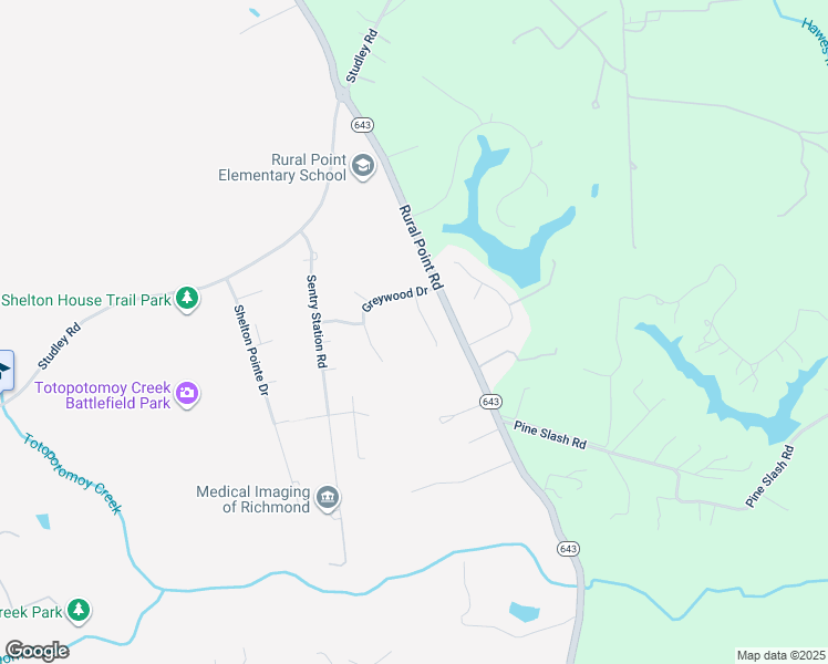 map of restaurants, bars, coffee shops, grocery stores, and more near 9309 Butternut Lane in Mechanicsville