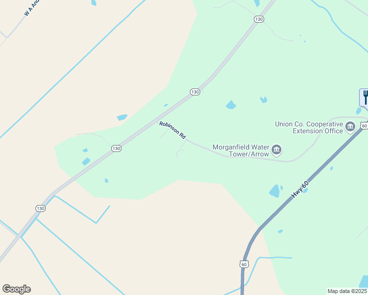map of restaurants, bars, coffee shops, grocery stores, and more near 133-1175 Robinson Road in Morganfield