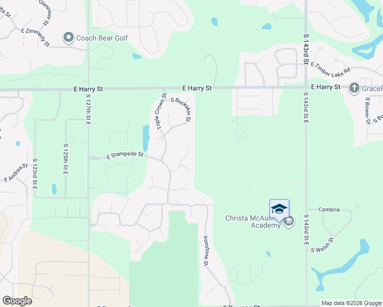map of restaurants, bars, coffee shops, grocery stores, and more near 13529 East Mustang Circle in Wichita