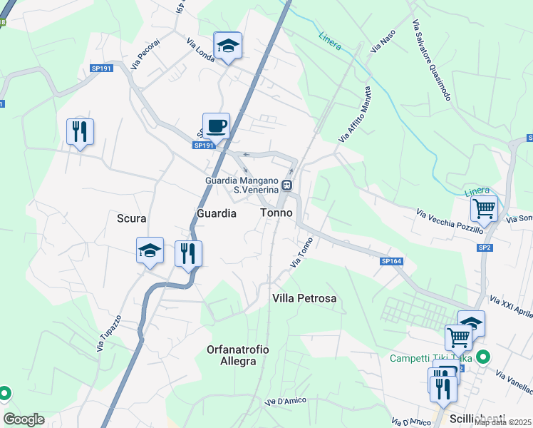 map of restaurants, bars, coffee shops, grocery stores, and more near 2 Via Marche in Acireale