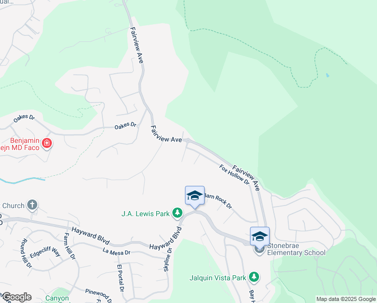 map of restaurants, bars, coffee shops, grocery stores, and more near 4030 Woodstock Road in Hayward