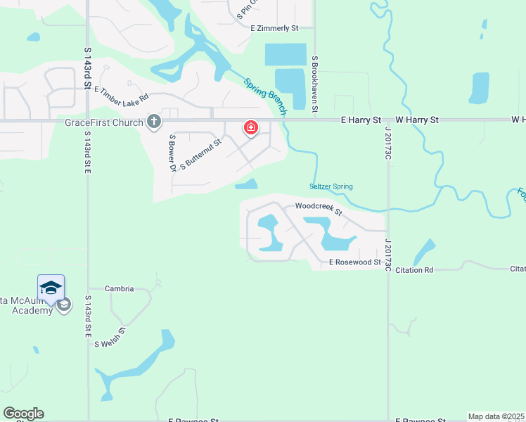 map of restaurants, bars, coffee shops, grocery stores, and more near South Rosewood Street in Wichita