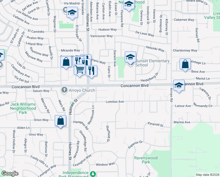map of restaurants, bars, coffee shops, grocery stores, and more near 1348 Carlton Place in Livermore