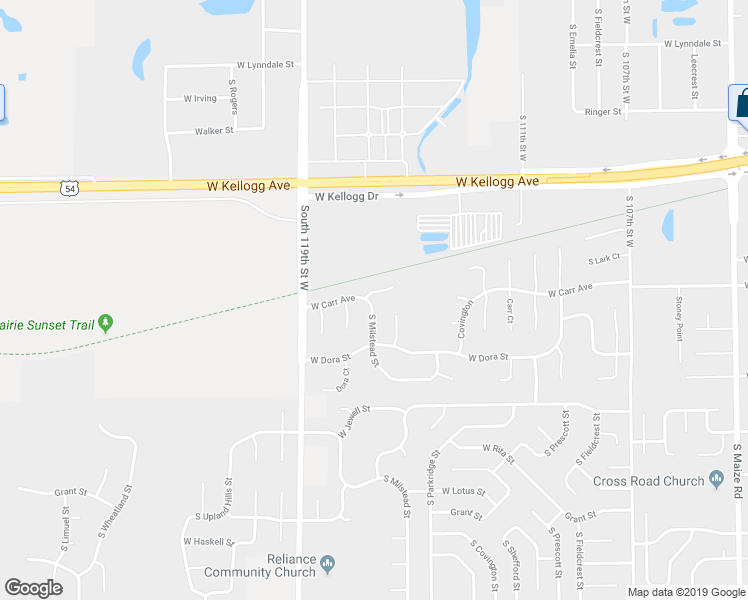 map of restaurants, bars, coffee shops, grocery stores, and more near 11707 West Carr Circle in Wichita