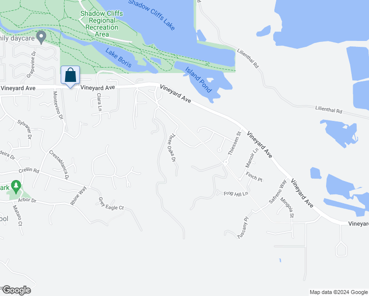 map of restaurants, bars, coffee shops, grocery stores, and more near 2330 Silver Oaks Lane in Pleasanton