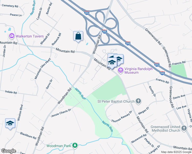map of restaurants, bars, coffee shops, grocery stores, and more near 10527 Mountain Gate Way in Glen Allen