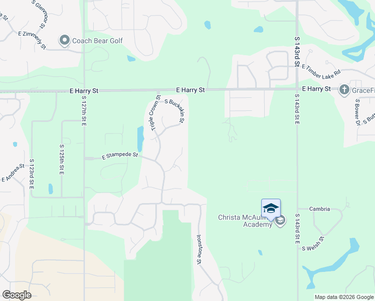 map of restaurants, bars, coffee shops, grocery stores, and more near 13529 East Mustang Circle in Wichita