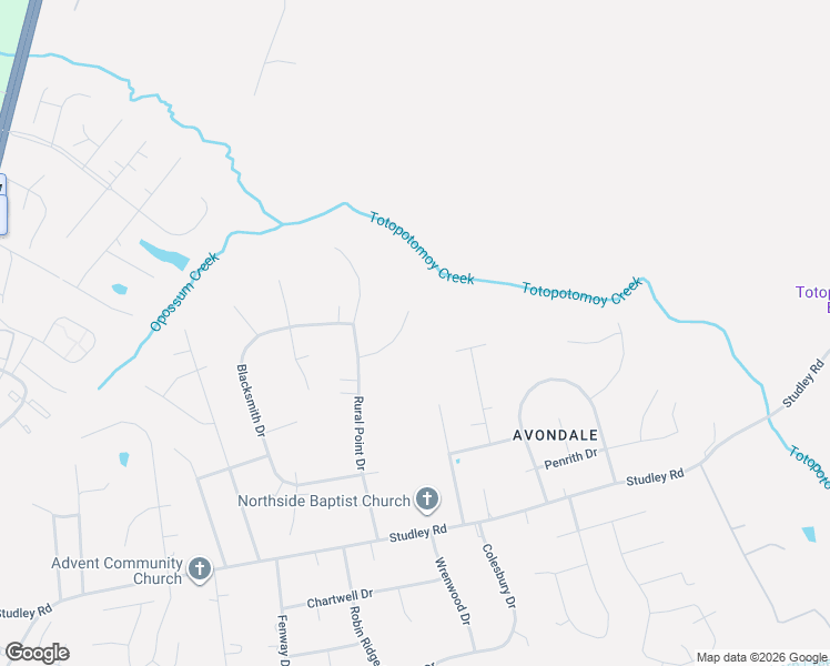 map of restaurants, bars, coffee shops, grocery stores, and more near 7477 Rural Point Court in Mechanicsville