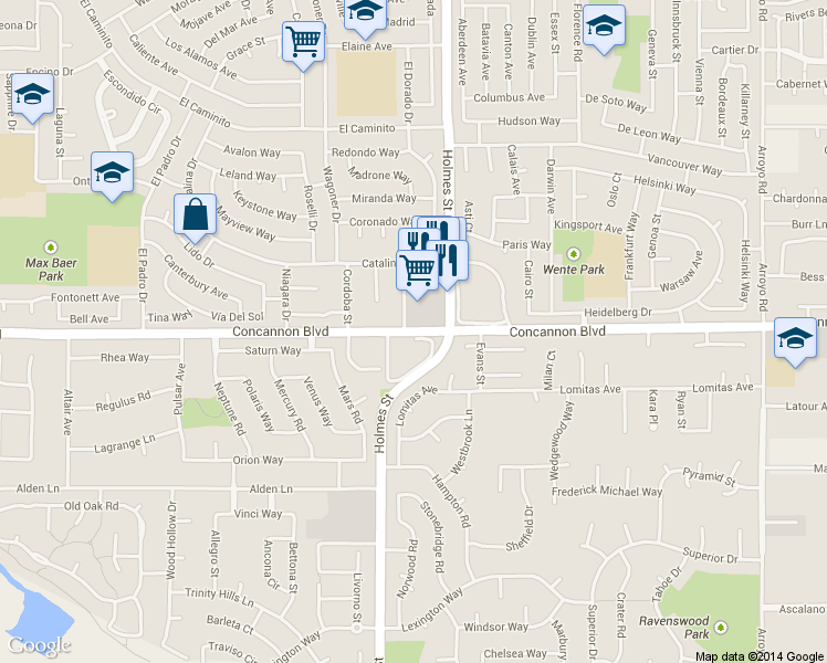 map of restaurants, bars, coffee shops, grocery stores, and more near 1135 Concannon Boulevard in Livermore