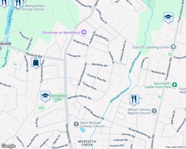 map of restaurants, bars, coffee shops, grocery stores, and more near 9604 Country Way Road in Glen Allen