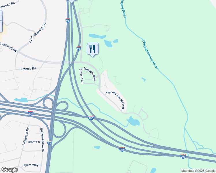 map of restaurants, bars, coffee shops, grocery stores, and more near 7825 Villa Place in Glen Allen