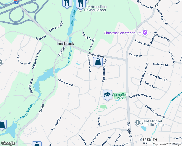 map of restaurants, bars, coffee shops, grocery stores, and more near 4715 Snowmass Road in Glen Allen