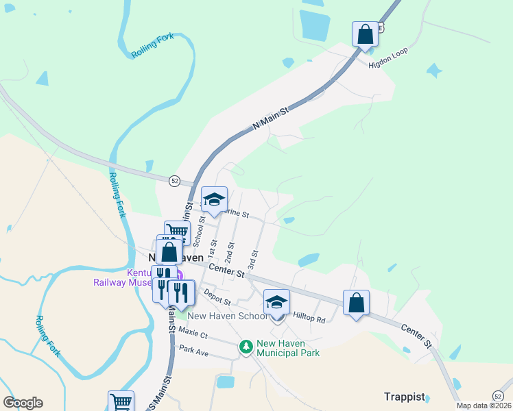 map of restaurants, bars, coffee shops, grocery stores, and more near Saint Catherine Street in New Haven