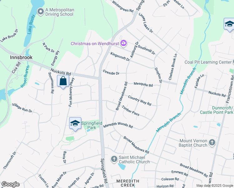 map of restaurants, bars, coffee shops, grocery stores, and more near 9705 Country Way Road in Glen Allen