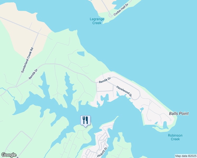 map of restaurants, bars, coffee shops, grocery stores, and more near 1741 Remlik Drive in Urbanna