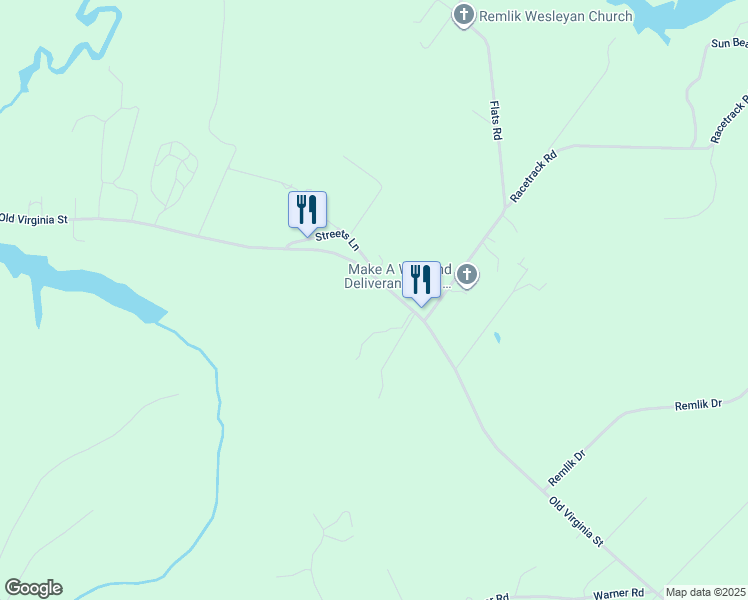 map of restaurants, bars, coffee shops, grocery stores, and more near 2640 Old Virginia Street in Urbanna