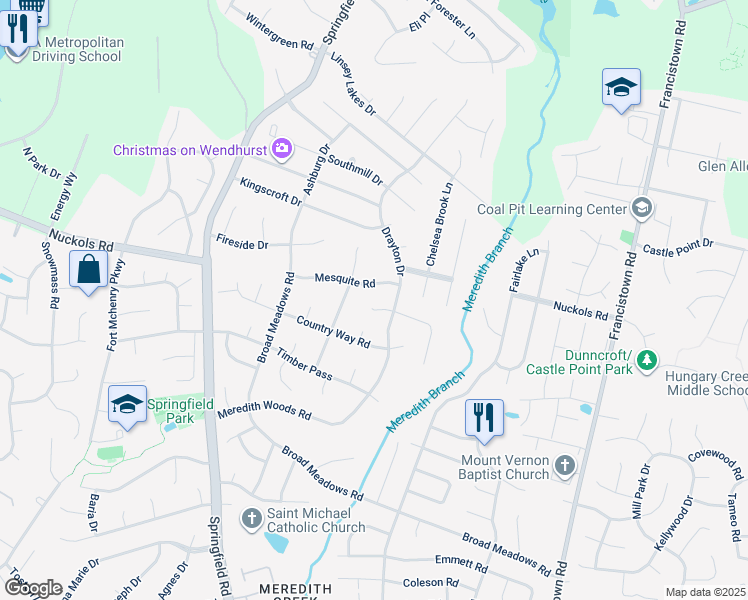 map of restaurants, bars, coffee shops, grocery stores, and more near 9508 Ashborne Court in Glen Allen