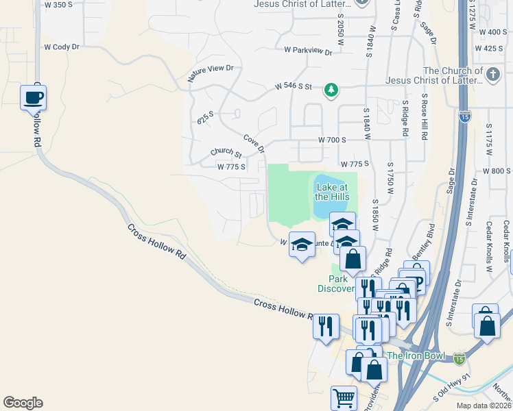map of restaurants, bars, coffee shops, grocery stores, and more near 2279-2499 Royal Hunte Drive in Cedar City