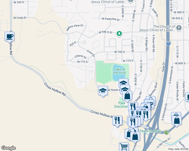 map of restaurants, bars, coffee shops, grocery stores, and more near South Lincoln Avenue in Cedar City