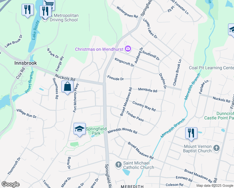 map of restaurants, bars, coffee shops, grocery stores, and more near 9714 Country Way Road in Glen Allen