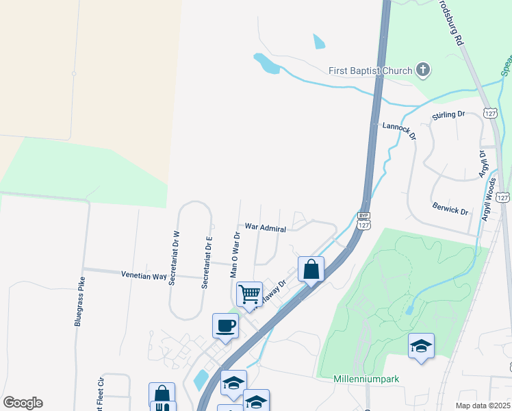map of restaurants, bars, coffee shops, grocery stores, and more near 107 Iron Liege in Danville